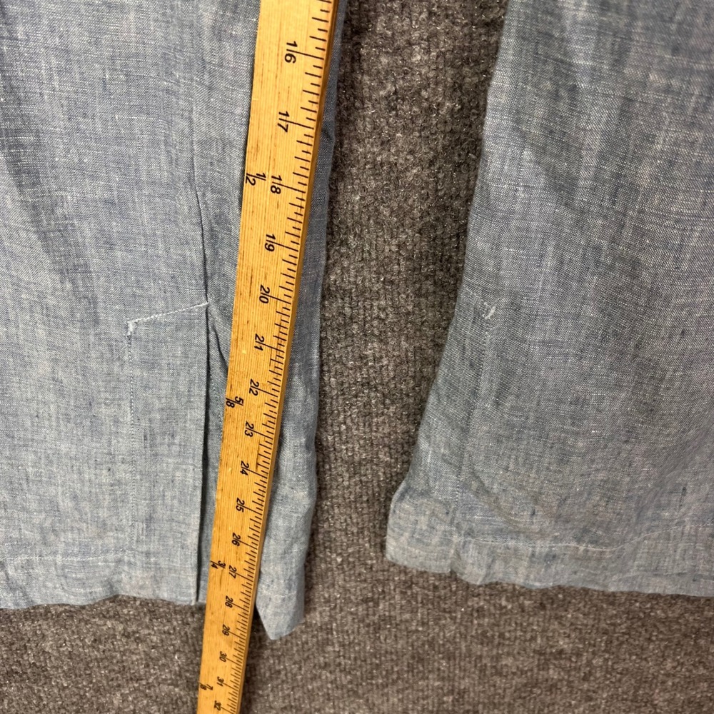 Athleta 100% Linen Pants 10 Blue Drawstring Elastic Waist Split - Picture 6 of 10